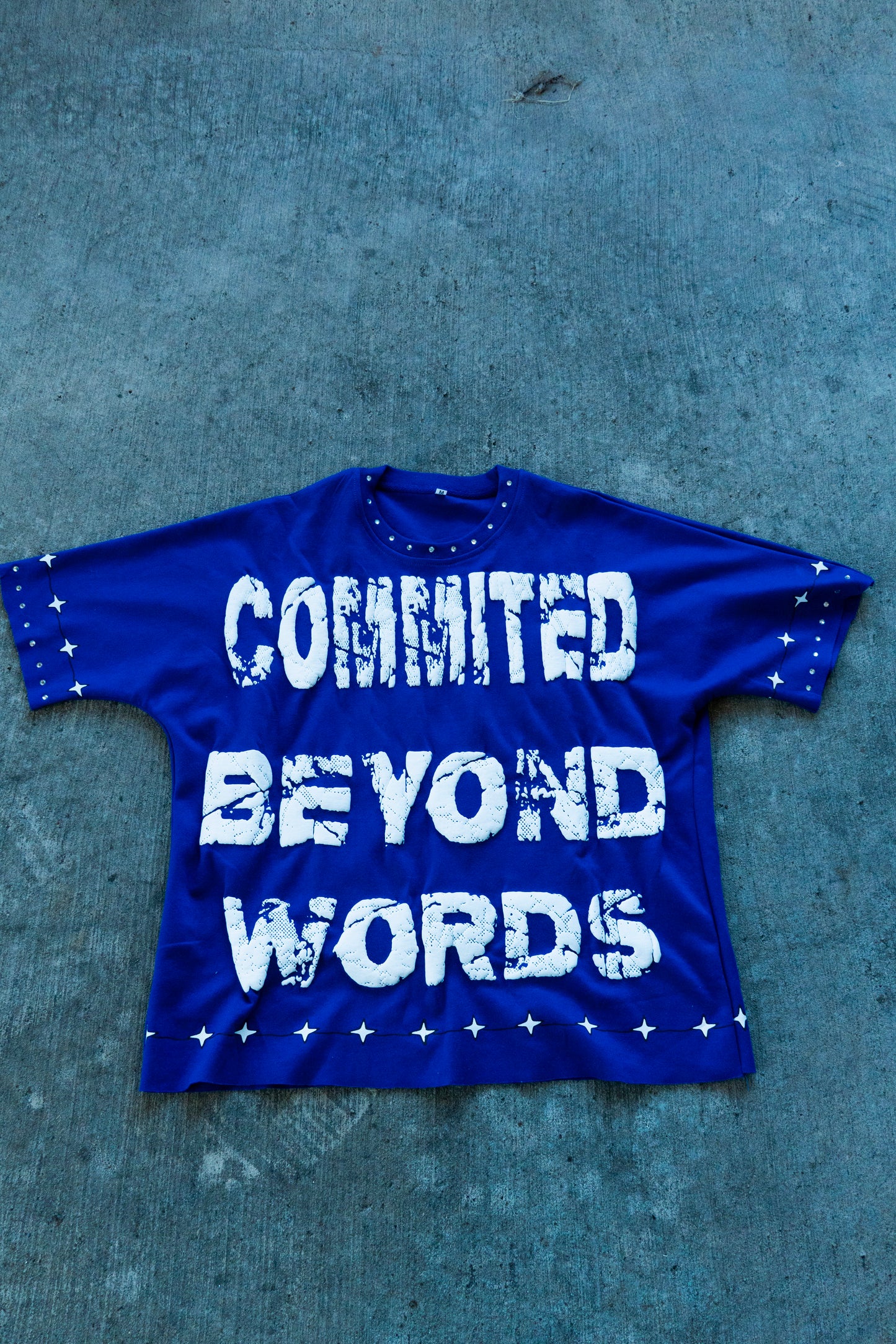 BLUE "COMMITED BEYOND WORDS" TEE