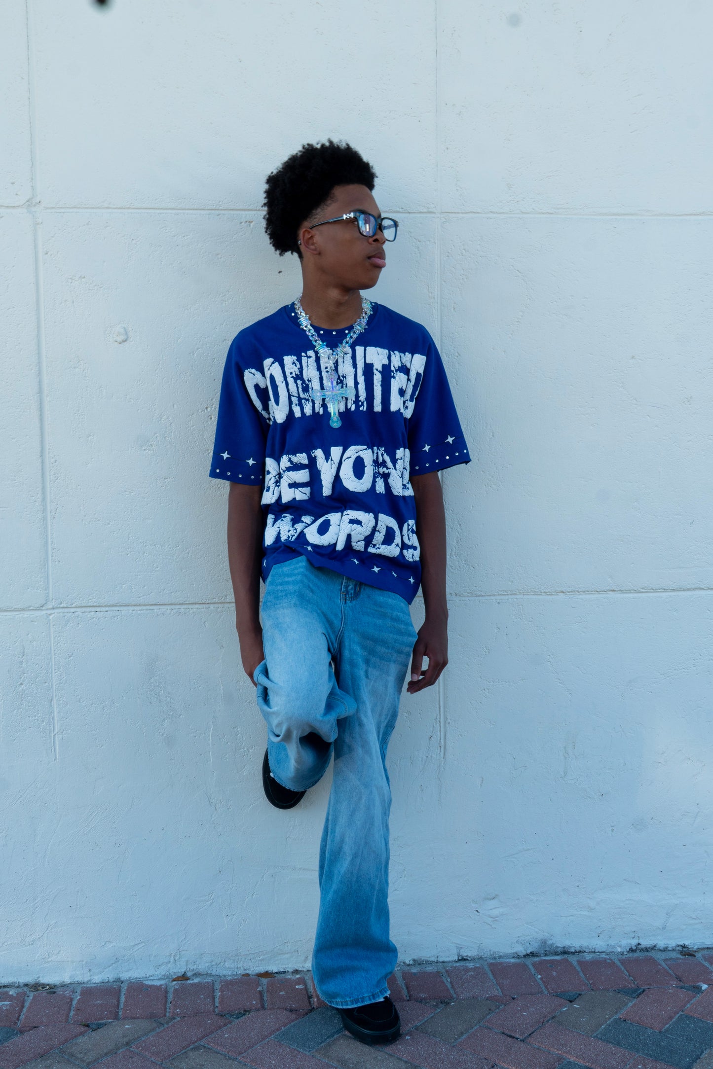 BLUE "COMMITED BEYOND WORDS" TEE