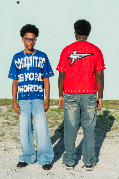 BLUE "COMMITED BEYOND WORDS" TEE