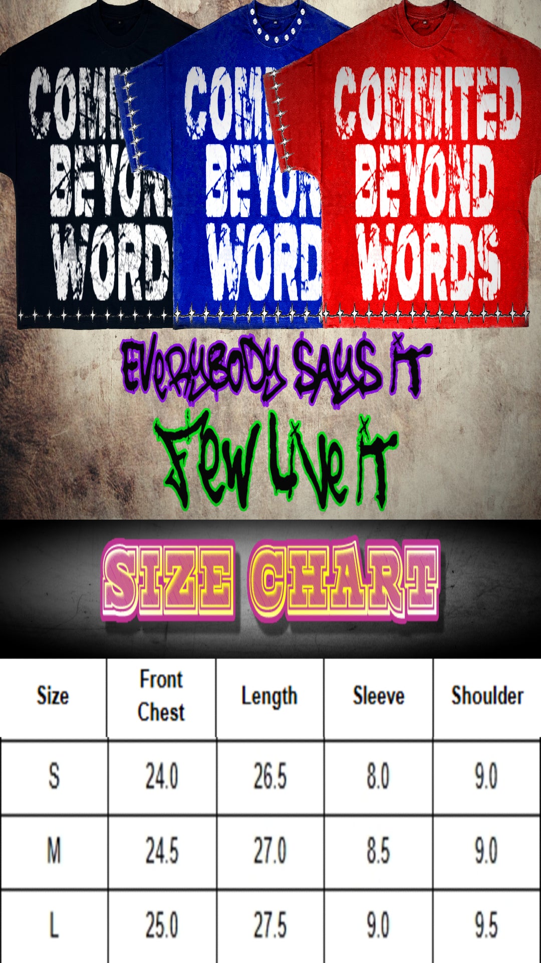 BLUE "COMMITED BEYOND WORDS" TEE